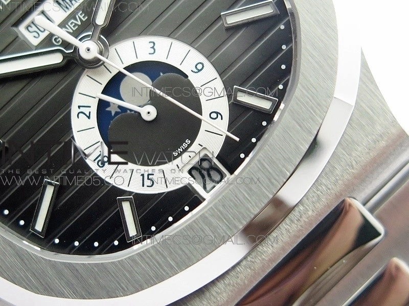 NAUTILUS 5726 SS GRF 1:1 BEST EDITION GRAY DIAL WORKING ANNUAL CALENDARON SS BRACELET A.324 V2